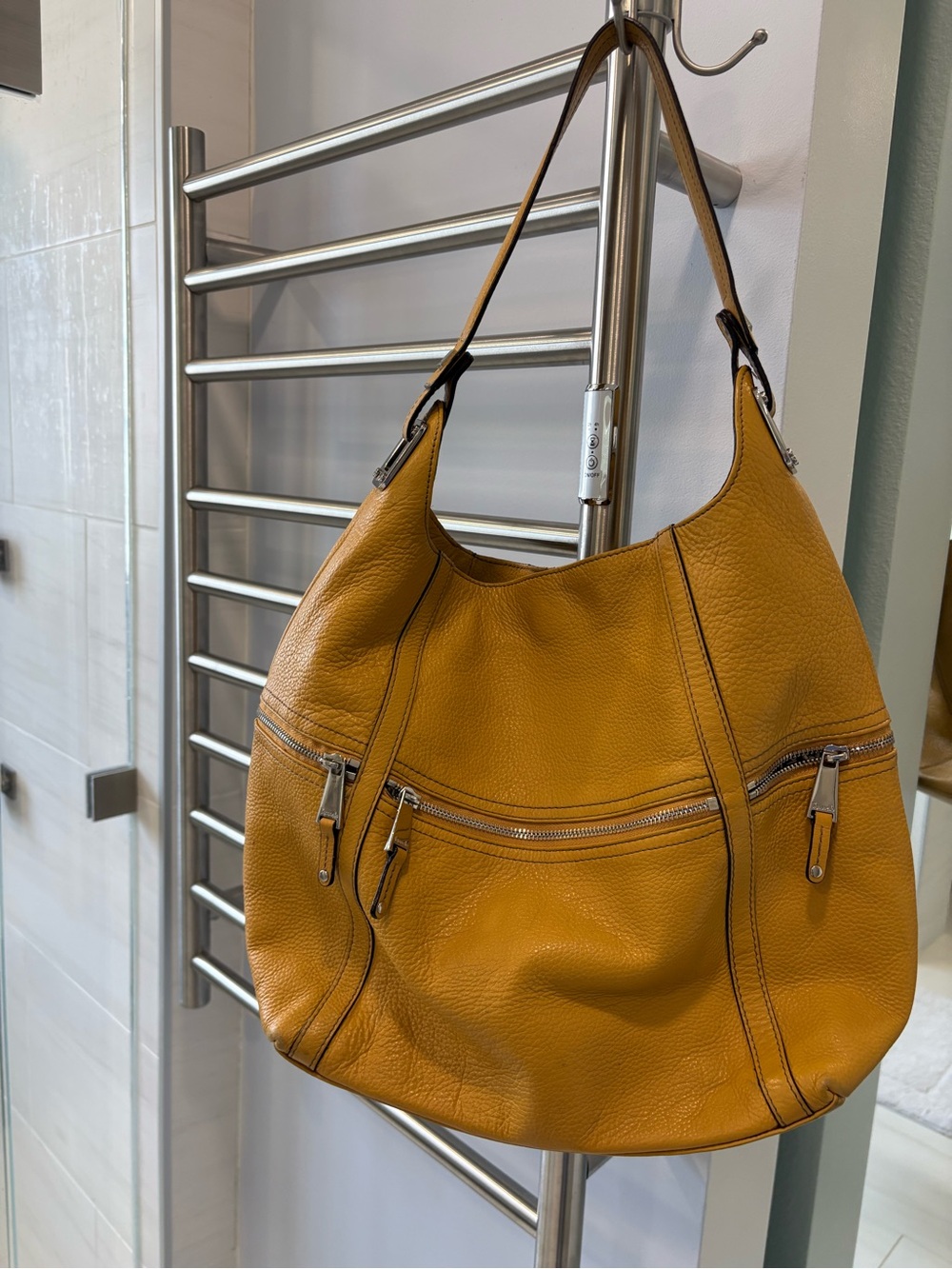 Tignanello Mustard Yellow Pebbled Leather Hobo